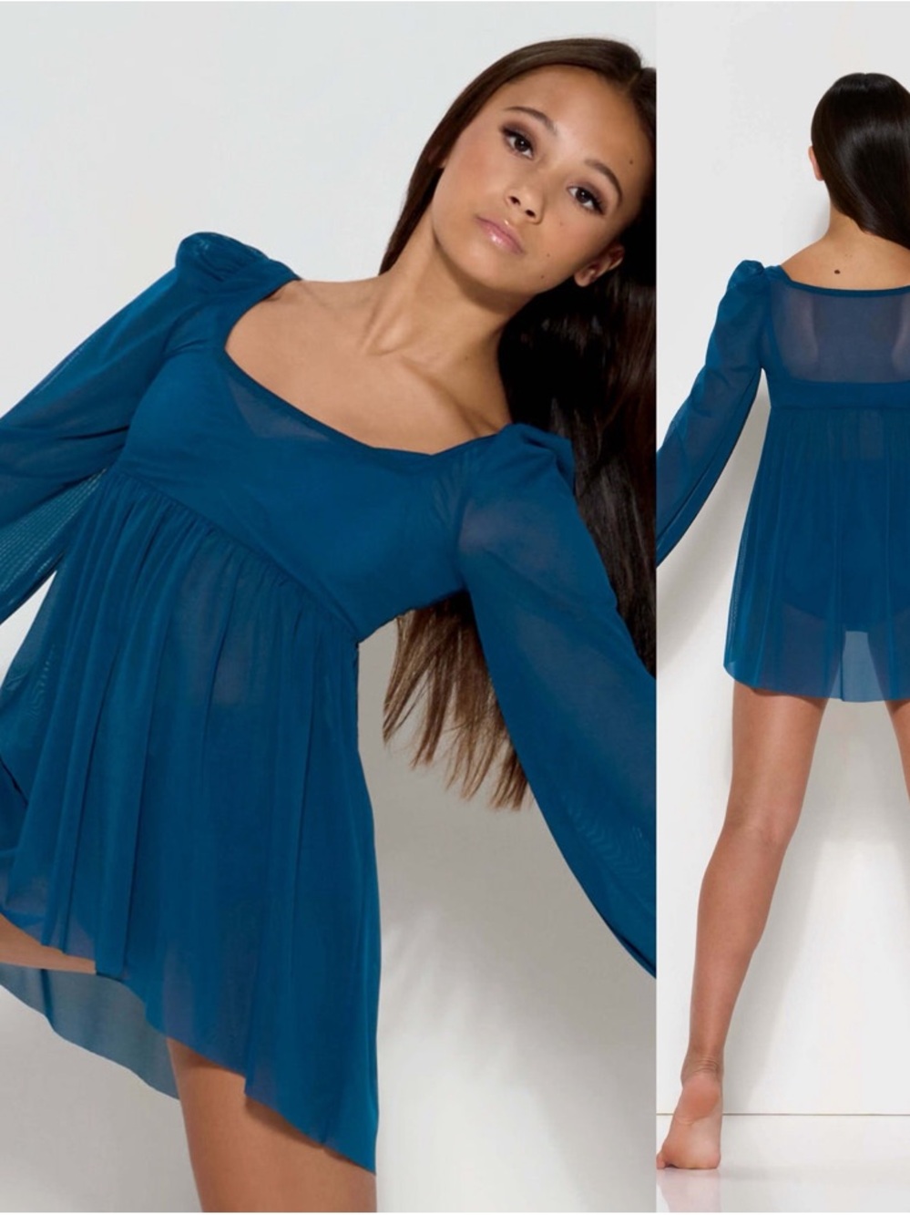 Kelle dance costume blue 2 piece babydoll dress RAINDROPS 8451 MA-Medium adult